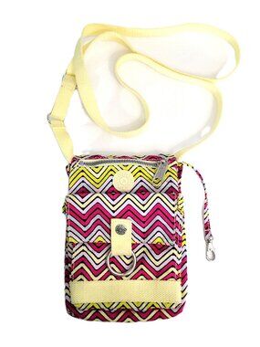 Kipling Tally Phone Crossbody Bag Zig Zag Chevron Print Multicolor Small Purse